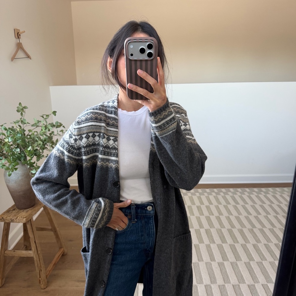 Liz Claiborne Charcoal and Cream Cardigan